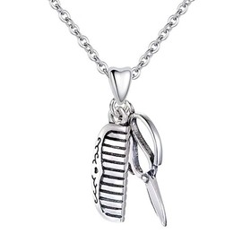 LSDesigns Hairdresser Scissors & Comb Necklace Pendant & Chain 925 Sterling Silver Birthday Gift for Women Girls Her Family Mum Nan Nana Sister Daughter Wife Christmas