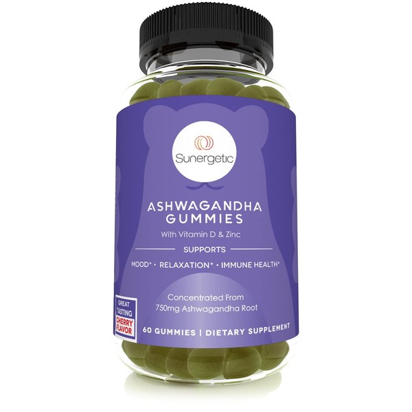 Premium Ashwagandha Gummies — Ashwagandha Supplement with 750 mg Ashwagandha Root per Gummy — Ashwagandha Complex with Zinc & Vitamin D Supports Immune Health, Mood & Relaxation — 60 Gummies