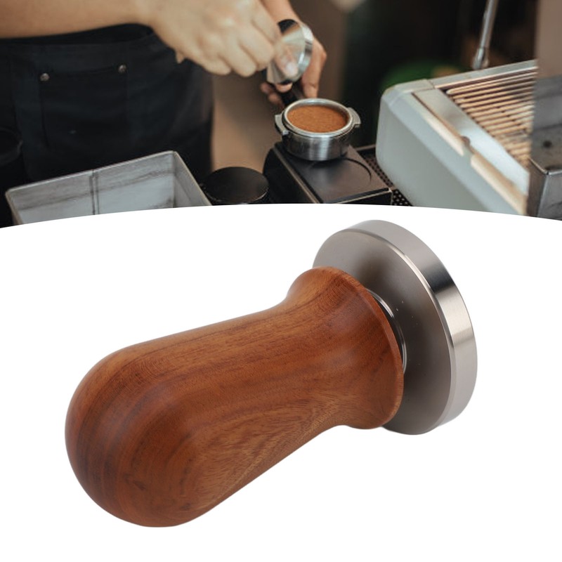 Coffee Leveler Tool Flat Base Wooden Handle 304 Stainless Steel