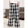 RoseSeek Girl's Plaid Wide Leg Pants Elastic High Waisted Trousers