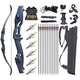 GOLRESOL 56" Archery Bow and Arrows for Adults Takedown Recurve Bow Right Hand Metal Riser with Arrows Quiver for Target Shooting Practice (40Lb)