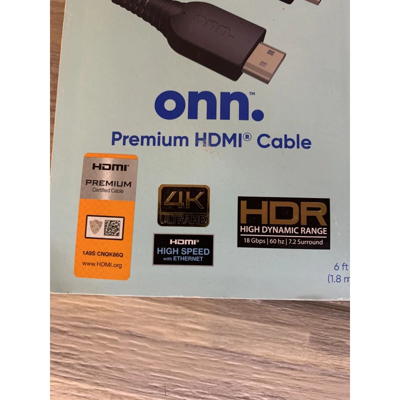 Onn 6' Premium HDMI Cable Black