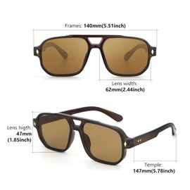 CHEERYMAGIC Square Pilot Sunglasses, Retro 70s Sunglasses for Womens Mens Classic Double Bridge Stylish Frame Vintage Trendy Eyewear UV400 Protection for Driving Outdoor A4FKMJ (Teal)