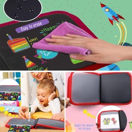 Erasable Doodle Book for Kids - Toddlers Activity Toys Reusable Drawing Pads with 12 Watercolor Pens, Preschool Travel Art Toy, Writing Painting Set for Boys Girls (Dinosaur)