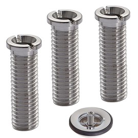 GXGM Pack of 3 Silver M12 x 30 mm Hollow Screw Sink, 304 Stainless Steel Drain Strainer Screw, for Drain Fitting Sink Drain Strainer Kitchen Sink Shock Sink Accessories, White