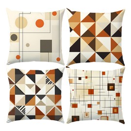 LANBEIDE Colorful Geometric Cushion Covers, Set of 4 Throw Pillow Cover Square Modern Throw Pillow Cases Decoration Outdoor Garden Blench Living Room Couch 18'x18'(45x45cm)