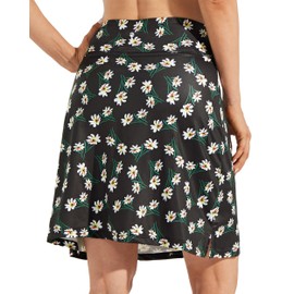 Willit Women's 20" Knee Length Skorts Skirts Golf Tennis Skirts Modest Athletic Casual Skorts with Pockets Sun Protection Daisy XL