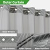 eachope Extra Long Grey No Hook Shower Curtain with Snap-in