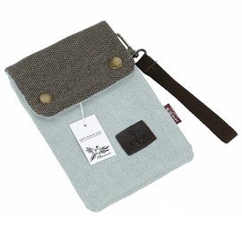 Phoenix Smartphone Pouch, Smartphone Bag, Mini Shoulder Bag, Crossbody Gadget Pouch, 6inchi Smartphone, Coin, Keys, Small Items, Mini Bag, Wallet Bag, Canvas, Denim Strap, Unisex, (Blue)