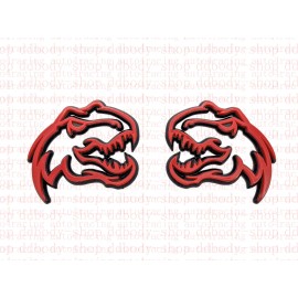 Custom 2 Dinosaur T-Rex Emblem Fits Dodge Ram TRX Logo 1500 2500 3.25"x2.75" Red Black