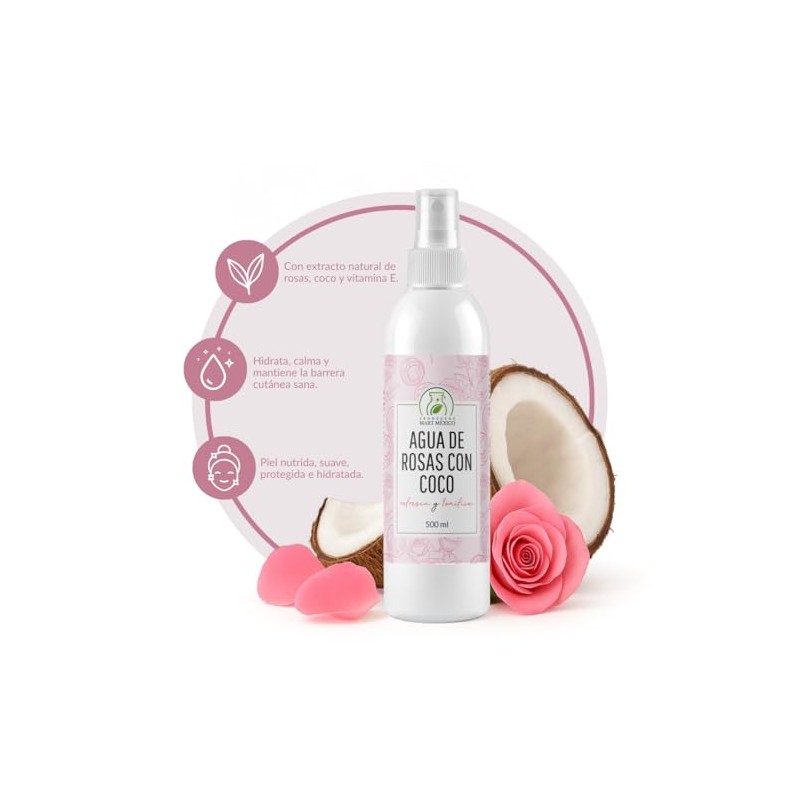 Agua De Rosas Con Coco Hidratante Facial 500 Ml Productos