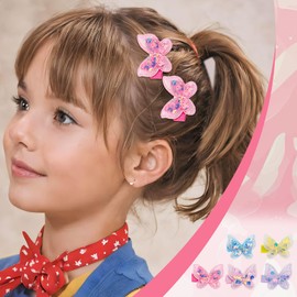 Tyqour Little Girl Glitter Princess Hair Clips, 10PCS Small Sparkling Butterfly Hair Barrettes, Colorful Mini Butterfly Clips for Girls, Perfect Glittery Hair Accessories for Parties and Everyday Wear