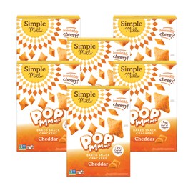 Simple Mills Pop Mmms Veggie Flour Baked Snack Crackers, Cheddar, Nothing Artificial, Kosher, Gluten Free & Non-GMO, 4 Ounce (Pack of 6)