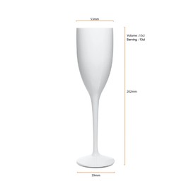 RB Black and White Glasses Range, Champagne glass, White
