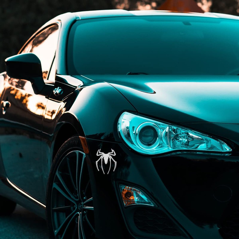 TSUGAMI 2Pcs 3D Spider Emblem for Car, Metal Chrome Auto