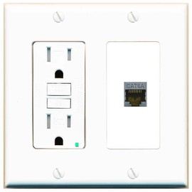 RiteAV CAT6A Wall Plate with GFCI Power Outlet [White]