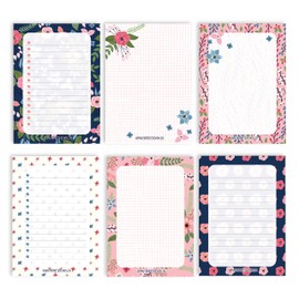 6 Notepads, Blank For Free Design, For Appointments, Projects, To-Do Lists, Meetings, Shopping Lists, Notes And Much More, Notepad Set, A6, Blue pink