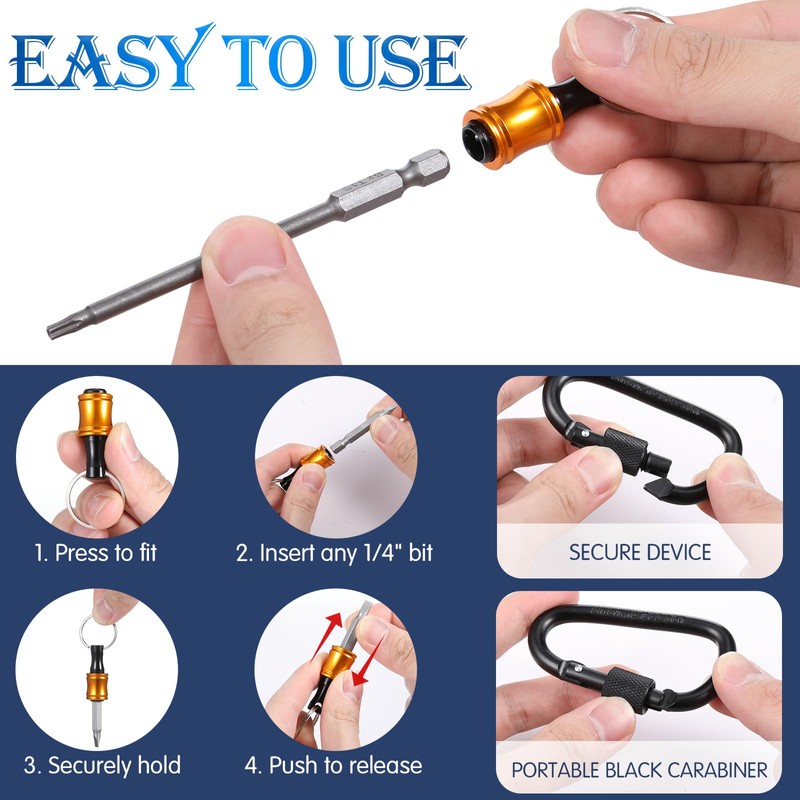 Threlaco 18 Pcs Bit Holder Keychain, 1/4 3/8 1/2 Socket