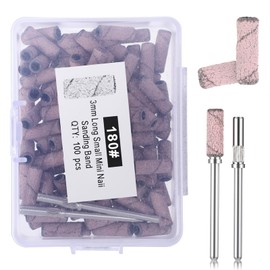 100 Pcs Nail Sanding Bands,180 Grit Mini Sanding Bands for Nail Drill, with 2 Mandrel Bits, Small Abrasive Rings for Manicure