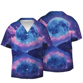 Men's 3D Pattern Print Shirt with Moon Design Stylish Graphic Tee Comfortable Casual Wear Unique Moon Print Top Fashionable Shirt for Everyday Use Size XL
