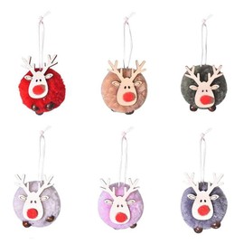 CHENLONB Christmas Tree Ornaments Reindeer Cute Plush Christmas Tree Ornaments Christmas Tree Decorations Christmas Party Decor Decor Gifts Figurine Set of 6