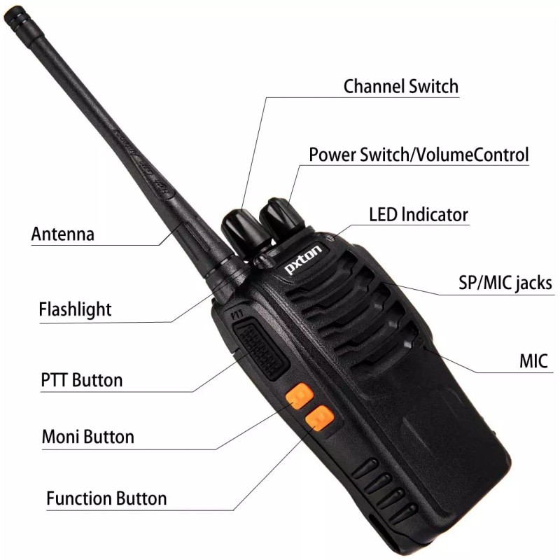 pxton 2 Pack Set Long Range Walkie Talkie 50 Mile