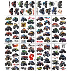 Tattoo Children's 10 Sheets Children's Tattoos Stickers Waterproof Temporary Tattoo Set Cool Monster Truck Tattoos Skin-Friendly Children's Tattoo for Boys Children's Birthday Party Fav