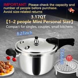 3.17QT Mini Stainless Steel Pressure Cooker, Food-Grade Heavy Duty Pot, Fast Cooking, Safe & Durable, For All Stovetops olla de presion,para cocinar,instant pot