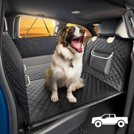 Dog Back Seat Extender - Heavy Duty Dog Car Seat Cover for Back Seat, Large Hard Bottom, Travel Dog Car Bed for Car, SUV, Truck - size: Black for Large Trucks