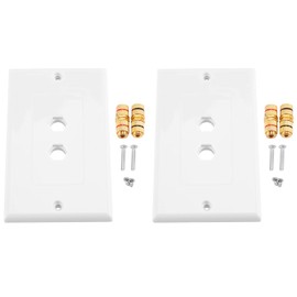 2 Pack Single Gang 1.0 Speaker Wire Wall Plate (Banana Plug Wall Plate) for 1.0 Speaker, White