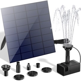 Biling Solar Water Pump, Longevity 2.5W Solar Pump for Bird Bath with 5 Nozzles, Filter Sponge for Outdoor Garden Birdbath Small Ponds Fish Tank