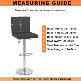 Teruntrue Chair Covers, Set of 6, Stretch Bar Stool Covers, Bar Chair Covers with Backrest, Removable Washable Chair Covers for Pub Counters, Furniture, Dining Room Chair Stool Protective Cover (Dark