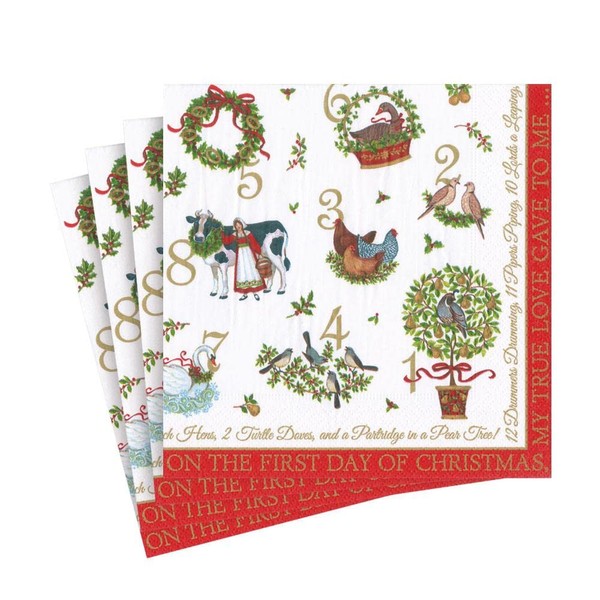 On The 12th Day by Janine Moore Christmas Caspari Paper Luncheon Napkin 20 in Pack 33cm Square