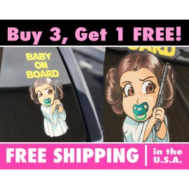 Avery Dennison Baby Leia Sticker Baby on Board Sticker, Decal Baby Princess Leia Bumper Sticker