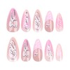 Press on Nails Almond Medium Fake Nails Pink French Tip