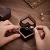 Benecreat 1 Piece Wooden Ring Box, Heart Shape, Walnut, Clear