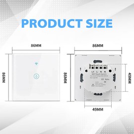Smart Immersion Heater Timer Switch, 40A 8000W WiFi Water Heater Smart Switch Smart Touch Boiler Switch with Timer with APP Remote & Voice & Touch Control