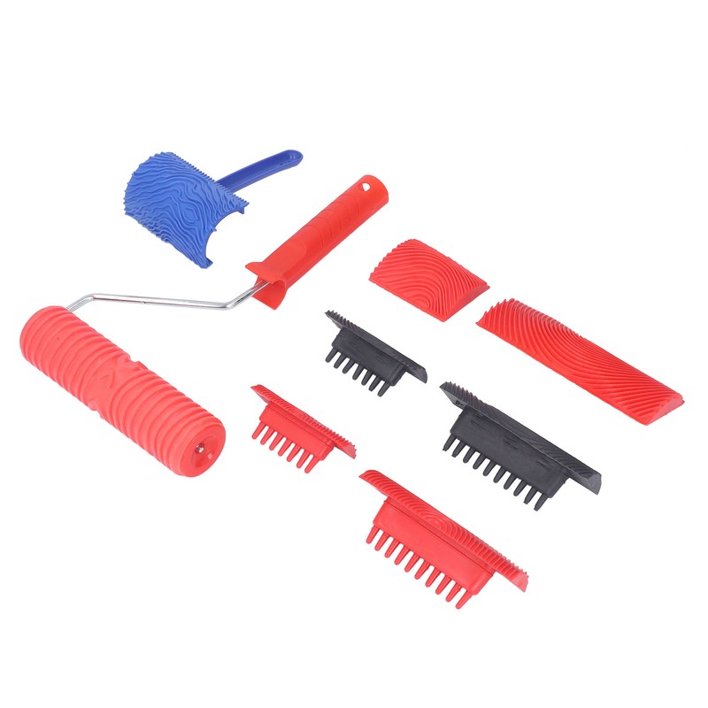 Wood Graining Roller with Handle Rubber Wood Pattern Texture Painting