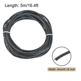 Rebower Round Braided Leather Cord 4mm Bolo Leather Cord String Rope for Jewelry Making, Necklaces, Bracelets, Wraps, Crafts, 5m/16.4ft, Dark Gray
