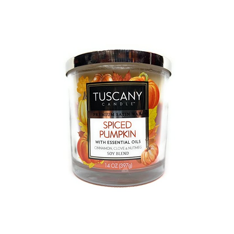Tuscany Candle Premium Satin Wax Spiced Pumpkin 14 Ounce Jar