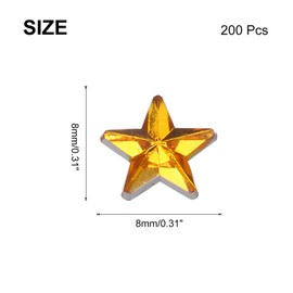 MECCANIXITY 200PCS Acrylic Star Rhinestone 8x8mm Flat Back Plastic Gems for Craft Bead Face Painting Costume Jewelry Making, Gold