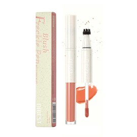 SWETIYOU Natural Freckle Blush Pen, 2-in-1 Liquid Blush & Freckle Stamp for Summer Sunkissed Makeup, Long Lasting Sweatproof Quick Dry, Natural Lifelike Freckle Pen(02#)