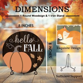 patcate Hello Fall Pumpkin Desk Decor, 8 Inch Autumn Maple Leaves Table Centerpieces, Thanksgiving Gifts for Home Farmhouse Decorations - A15