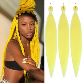 Pre Stretched Braiding Hair - 26 Inch Soft Yaki Texture 3 Packs Crochet Hair Extensions Braids for Black Women (26 Inch(3Packs), Yellow)