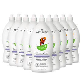 ATTITUDE Dishwashing Liquid, EWG Verified, Vegan Dish Soap, Plant Based, Naturally Derived Products, Olive and Coriander, 23.7 Fl Oz (Pack of 9)