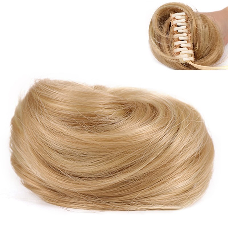 Extensiones de cabello con pinza para moño desordenado, cola de