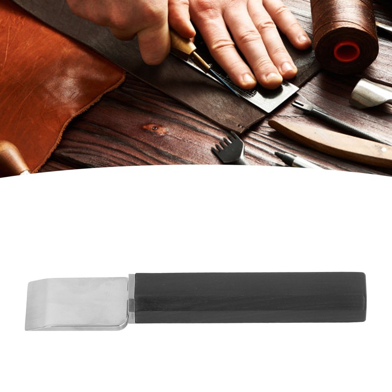Leather Cutting Knife Stainless Steel Incisive Blade Wooden Handle Glossy