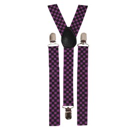 BRACES SUSPENDERS ADJUSTABLE PLAIN NEON SKULL PIANO MEN WOMENS UNISEX NEW[Ch.Purple]