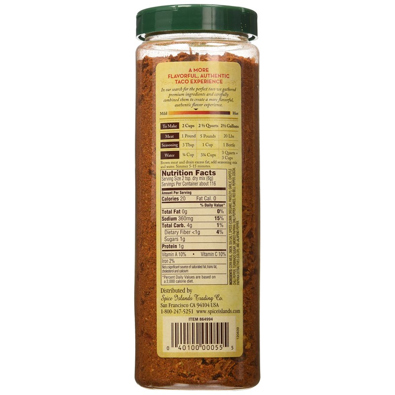 Spice Islands Premium Taco Seasoning with Chipotle Cocoa Powder and