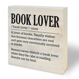 Book Lover Wooden Sign, Book Lover Definition, Book Worm Nerd Desk Table Decor, Gifts For Colleagues, Bosses And Besties, Inspirational Gifts, Women Office Home Decorations And Accessories(5x5 In)-A21